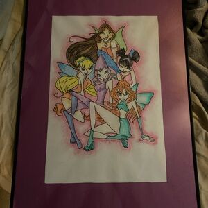 Framed Fairy Art Print with Purple Mat